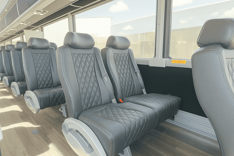 interior of Mesa Shuttle Bus Rentals charter bus